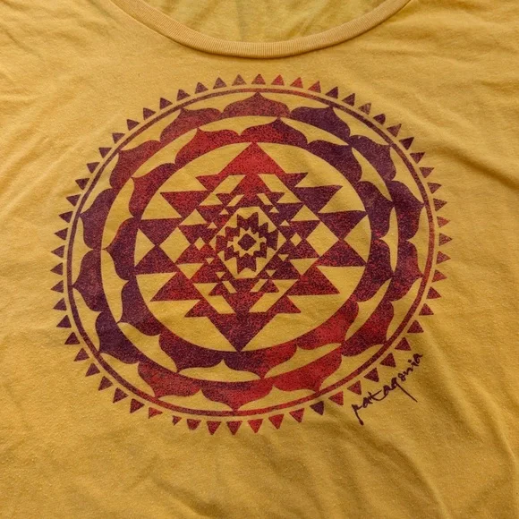 Patagonia Graphic Tee Small Flaws Orange Floral  Slim Fit Size Small - Picture 4 of 7